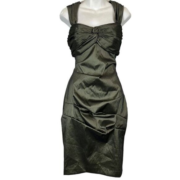 Cachet Womens Green Lined Babydoll Ruched Whimsigoth Sleeveless Party Dress 8 - Picture 1 of 16